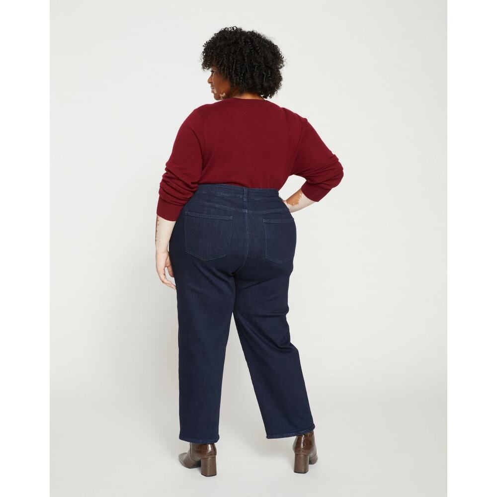 Universal Standard Donna High Rise Curve Straight Leg Jeans Dark Indigo Size 18 - Picture 2 of 13